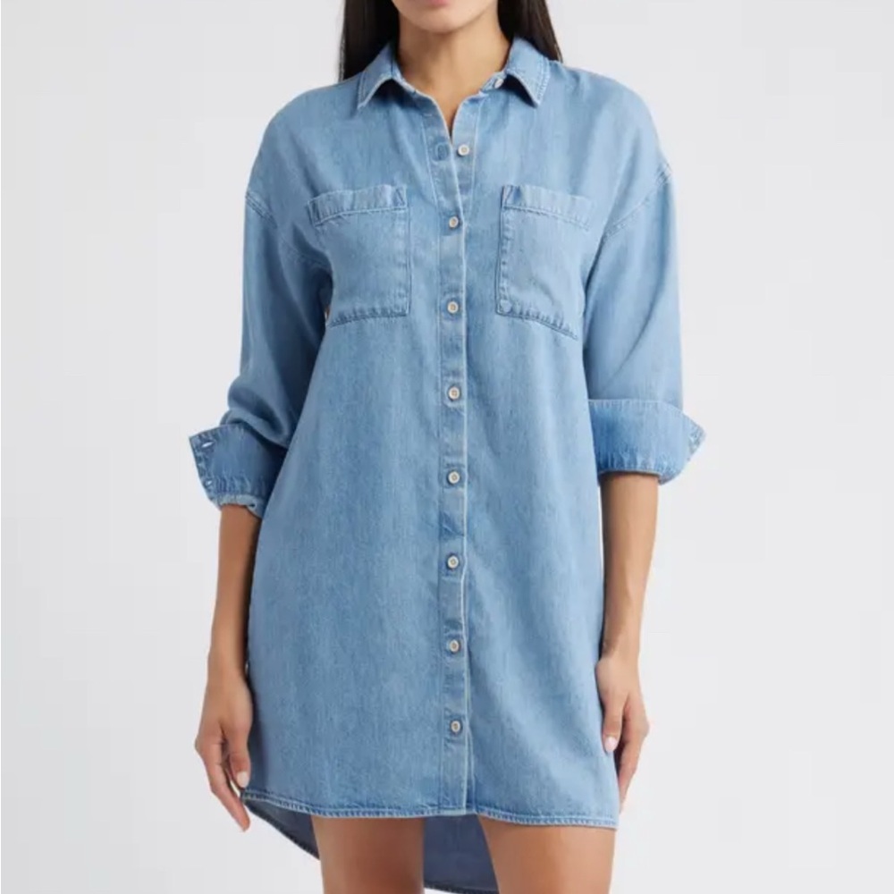 cloth & stone Light Blue Denim Shirt Dress